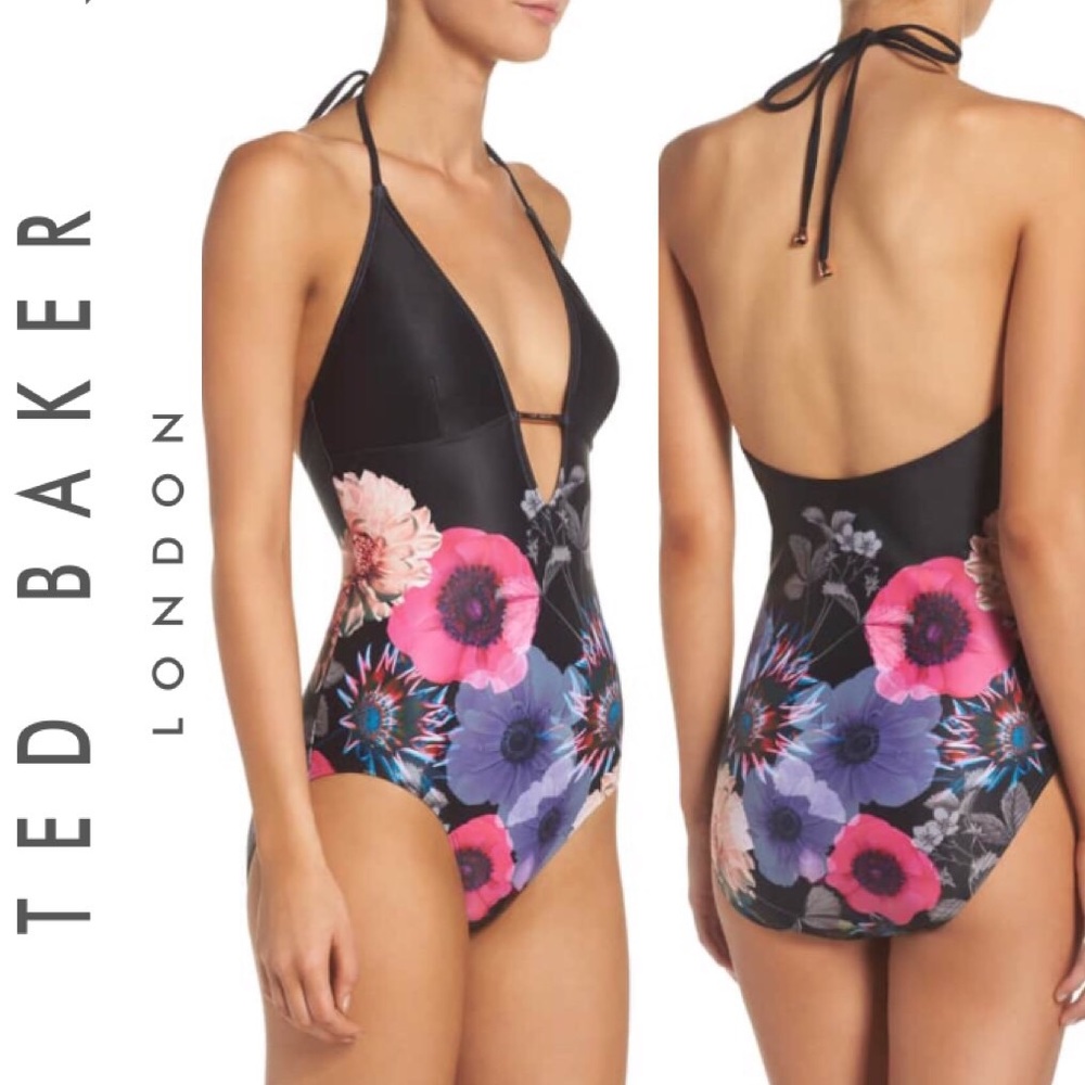 Ted Baker London Neon Poppy One-Piece Swimsuit